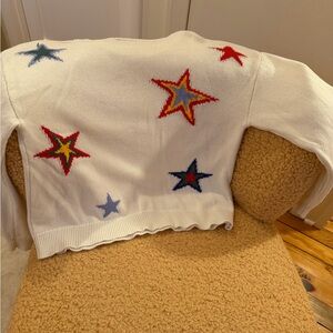 Rails White Sweater with Colorful Star Patterns size small